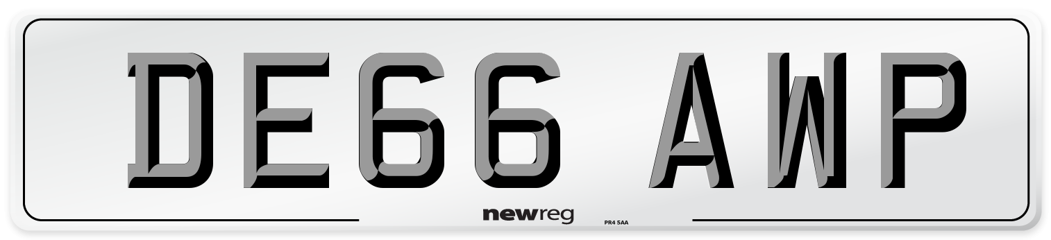 DE66 AWP Number Plate from New Reg